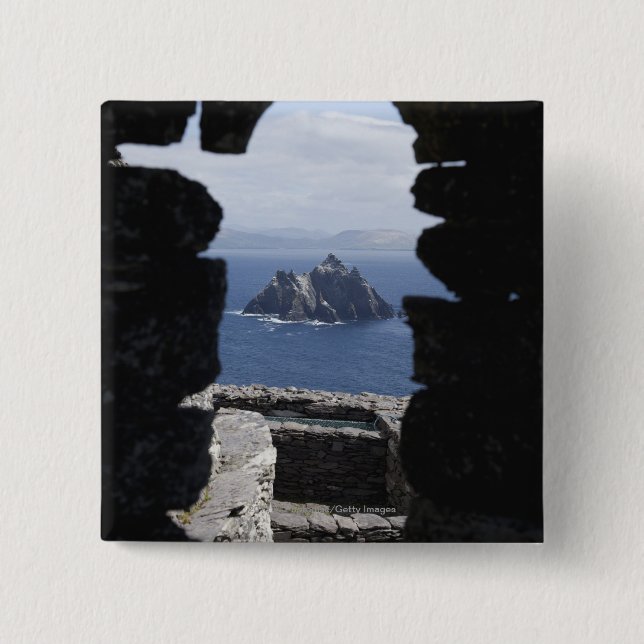 Stone Beehive Monk Huts Clochanson Skellig Michael Pinback Button (Front)