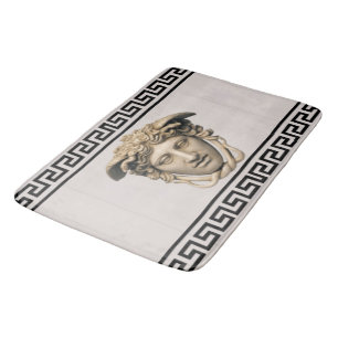 Stone Beige Medusa Greek Key Bath Mat