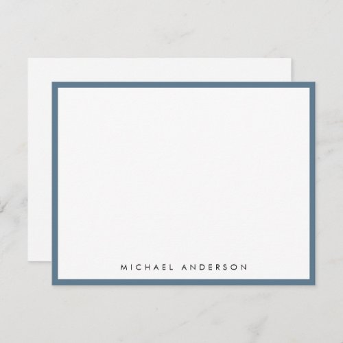 Stone Blue Classic Border Correspondence      Note Card