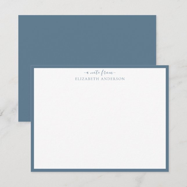 Stone Blue Classic Border Note Card (Front/Back)