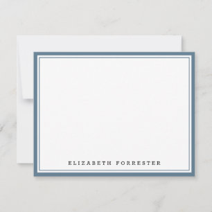 Stone Blue Classic Double Border Correspondence Note Card