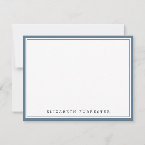 Stone Blue Classic Double Border Correspondence Note Card
