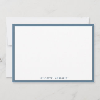 Stone Blue Elegant Modern Flat Note Card