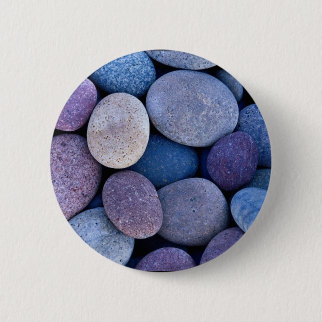 Stone blue rocks pinback button (Front)