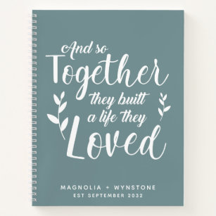 Stone Blue Romantic Quote Couple's Notebook