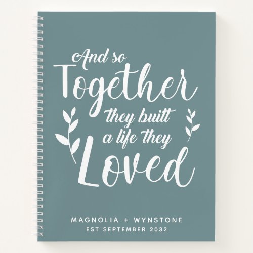 Stone Blue Romantic Quote Couples Notebook