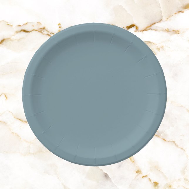 Stone Blue Solid Color Paper Plates (Creator Uploaded)