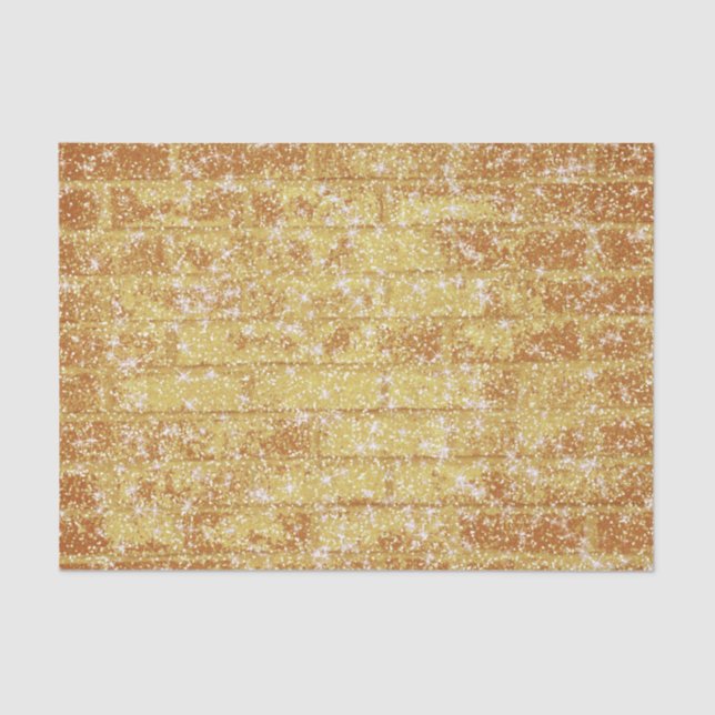 Stone Brick Texture Gold Glitter Decoupage Tissue Paper (Front)