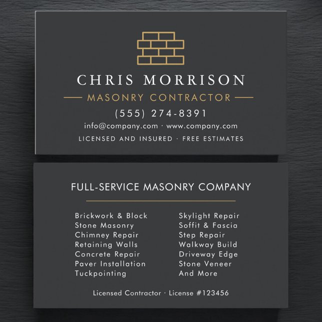 Stone Bricklayer Masonry Mason Business Card (Creator Uploaded)