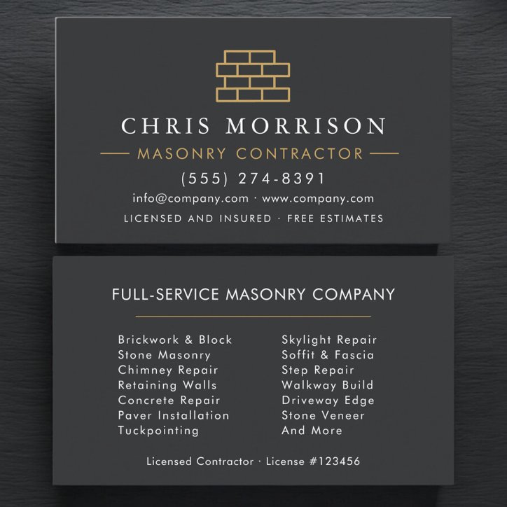 Stone Bricklayer Masonry Mason Business Card