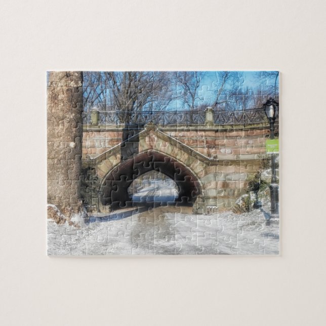Stone Bridge - Central Park in Winter Jigsaw Puzzle (Horizontal)