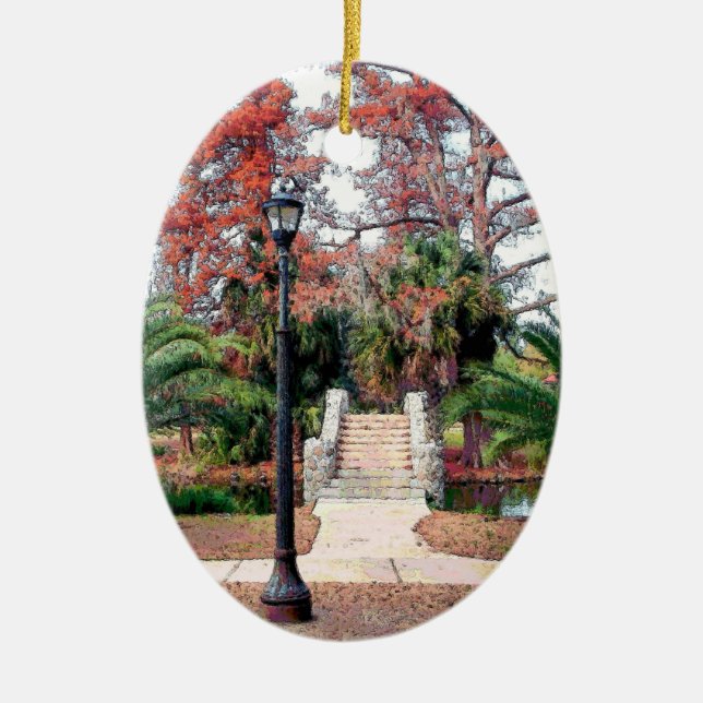 Stone Bridge City Park New Orleans Ceramic Ornament (Front)