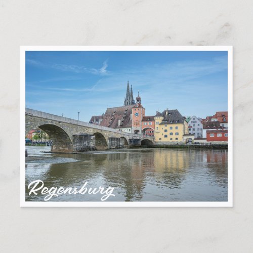 Stone Bridge in Regensburg Germany Postcard