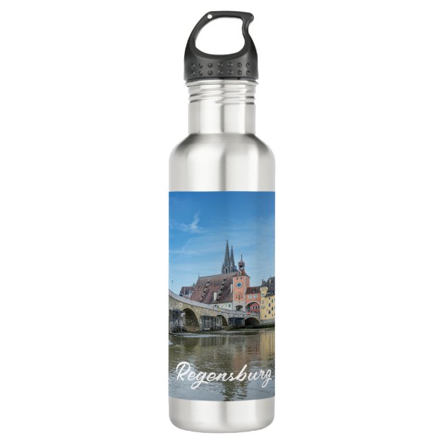 Stone Bridge in Regensburg, Germany Stainless Steel Water Bottle (Front)