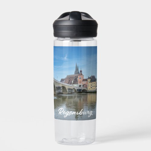 Stone Bridge in Regensburg Germany Water Bottle