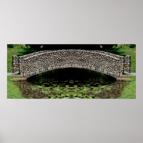 Stone Bridge Lilypads Nature Mirror Abstract Poster