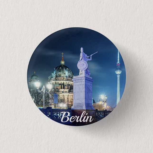 Stone bridge near Berlin Cathedral in Germany Button (Front)