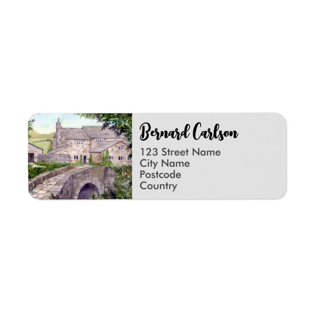 Stone Bridge Watercolor Painting Address Label (Front)
