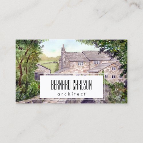 Stone Bridge Watercolor Painting Architecture Business Card