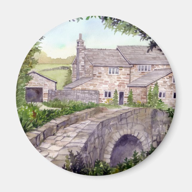Stone Bridge Watercolor Painting Magnet (Front)