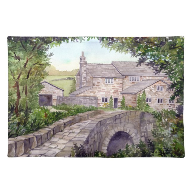 Stone Bridge Watercolor Painting Placemat (Front)