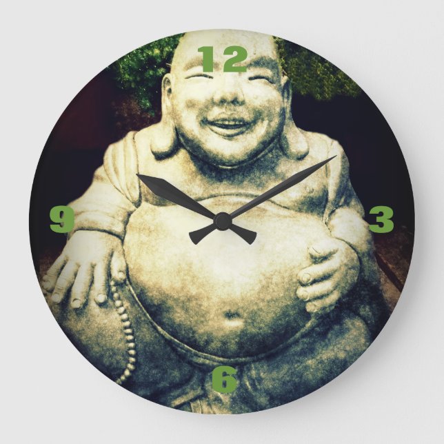 Stone Buddha Belly Ornament Large Clock (Front)