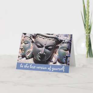 Stone Buddha Faces Be The Best Version Of Yourself Card