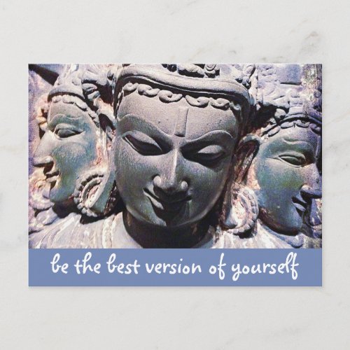 Stone Buddha Faces Script Be Best Version Quote Postcard