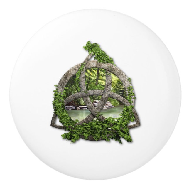 Stone Celtic Trinity Knot Ceramic Knob (Front)