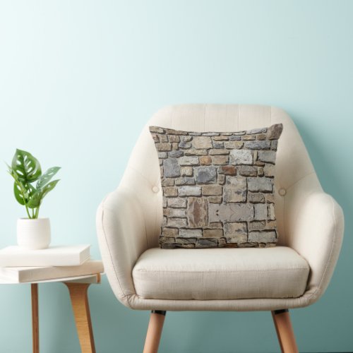 Stone Cement Wall Pattern Throw Pillow