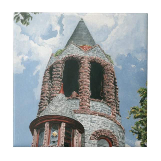 Stone Church Tower Ceramic Tile (Front)
