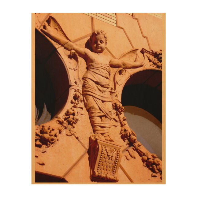 Stone Citizens - granite baby in swaddling clothes Wood Wall Art (Front)