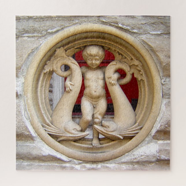 Stone Citizens granite putto and dolphins Jigsaw Puzzle (Vertical)