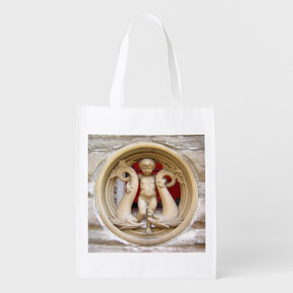 Stone Citizens granite putto and dolphins Reusable Grocery Bag