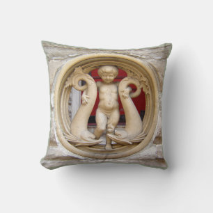 Stone Citizens granite putto and dolphins Throw Pillow
