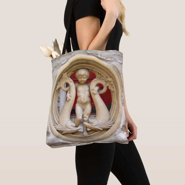 Stone Citizens putto and dolphins print Tote Bag (Close Up)