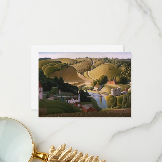 Stone City by Grant Wood Thank You Card (Front/Back In Situ)