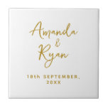 Stone Coaster<br><div class="desc">Custom Bride and Groom Names Wedding Date Tiles. Simple and elegant tiles with bride and groom's names and the wedding date. Great as wedding favor or wedding decor.</div>