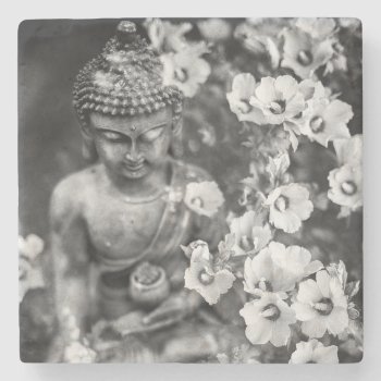 Stone Coaster : Buddha With Flowers by TINYLOTUS at Zazzle