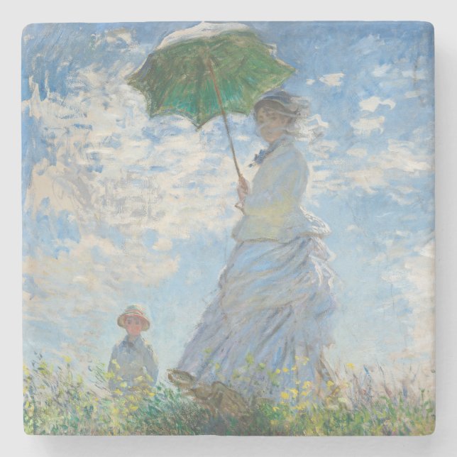 STONE COASTER : CLAUDE MONET : WOMAN WITH PARASOL (Front)