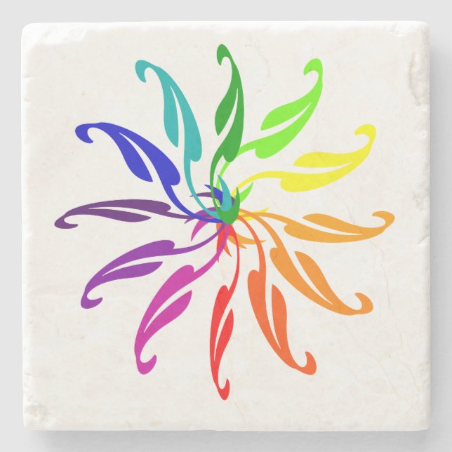 Stone Coaster - Color Wheel Leaves (Front)