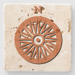 Stone Coaster - Compass Rose with Shadow