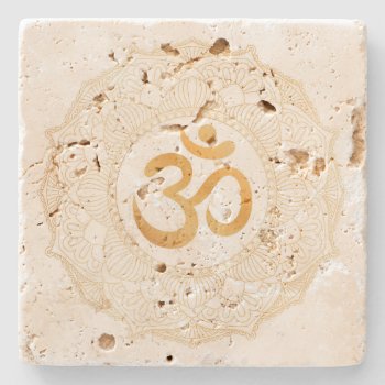 Stone Coaster : Gold Mandala & Ohm by TINYLOTUS at Zazzle