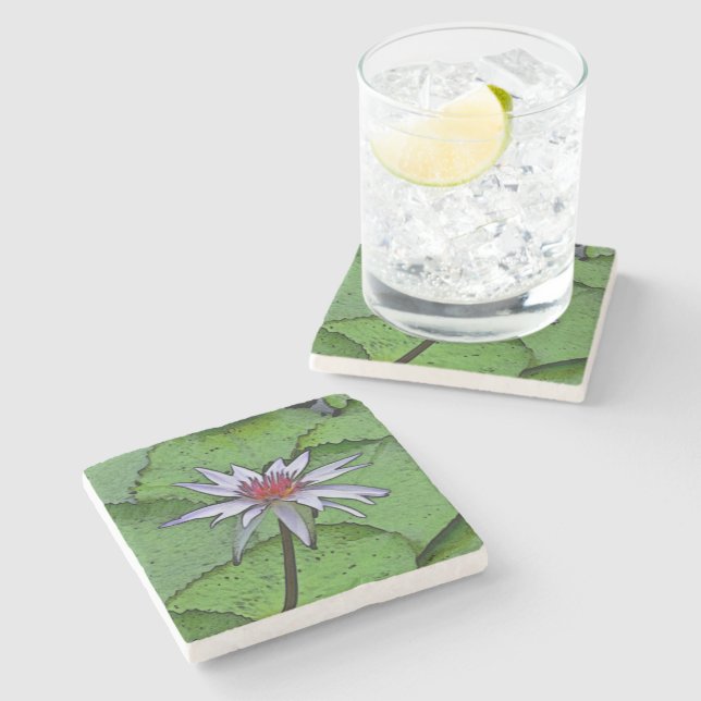 STONE COASTER/ "LAVENDER WATER LILY" STONE COASTER (Side)