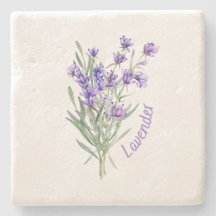 Stone Coaster, Lavender Watercolor Flower