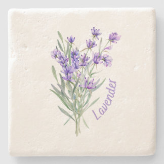 Stone Coaster, Lavender Watercolor Flower Coaster