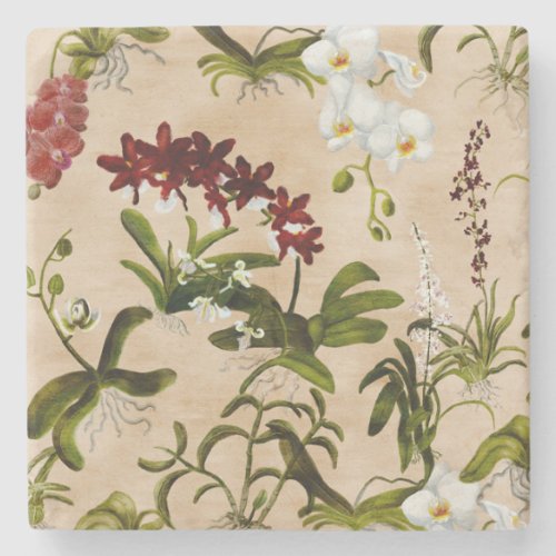 Stone Coaster _ Orchid Pattern in Beige