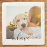 Stone Coaster Photo Template Love Text<br><div class="desc">Single Photo Template Cursive Love Text Marble Coaster.</div>