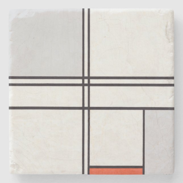 STONE COASTER: PIET MONDRIAN : GRAY - RED 1935  STONE COASTER (Front)