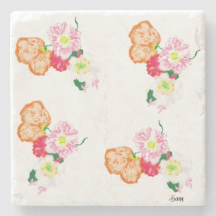 Stone Coaster : Poppy Flowers
